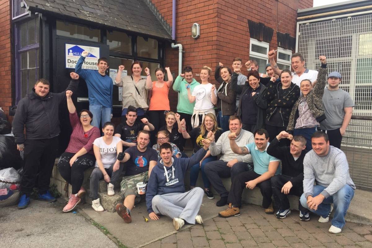 Volunteers outside Dock House