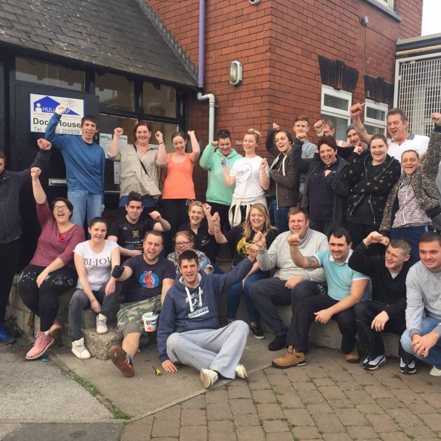 Volunteers outside Dock House